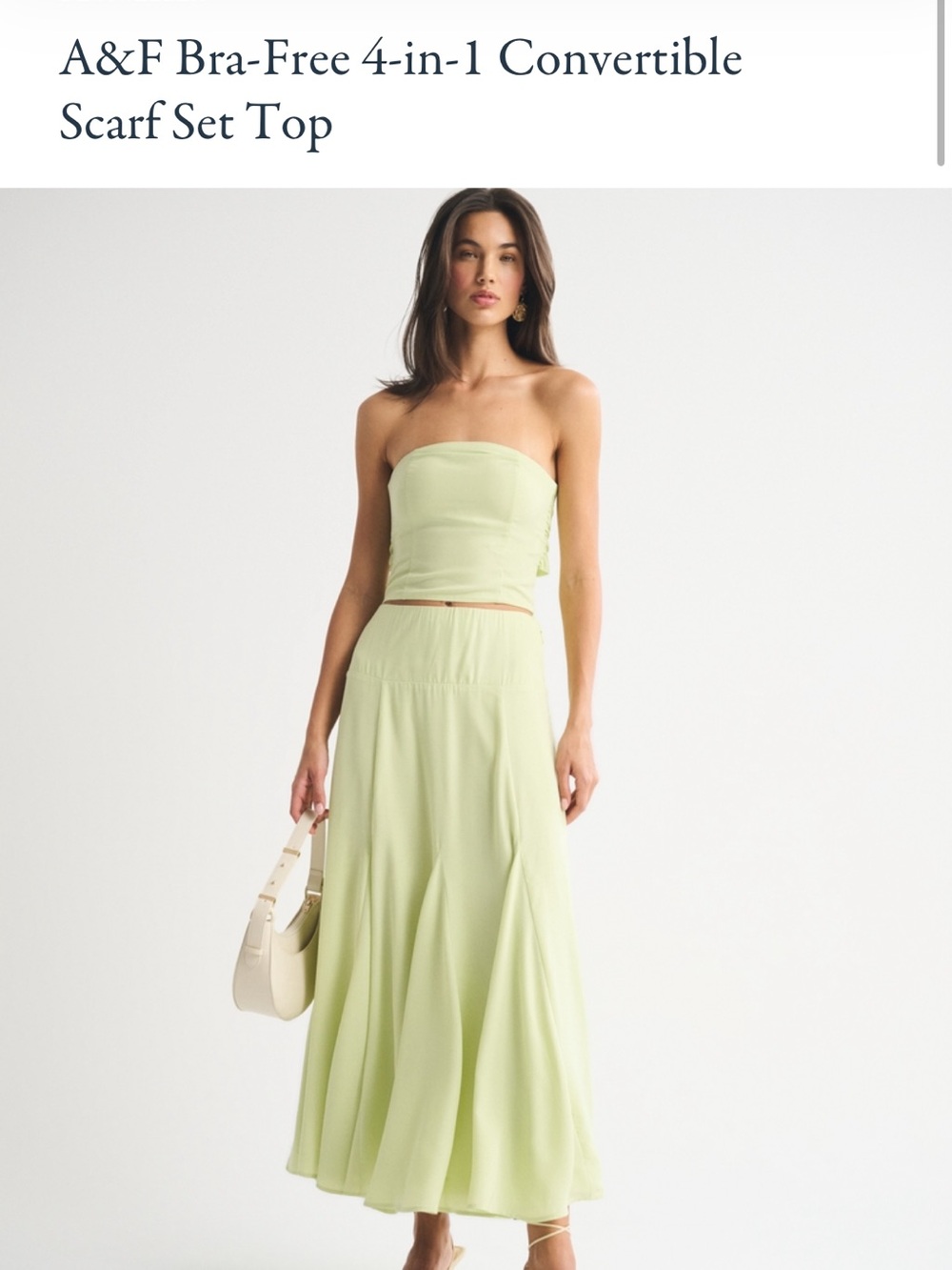 Abercrombie & Fitch Strapless Maxi Skirt Set in Soft Lime